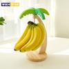 Wooden Banana Rack Hanging Kitchen Rack Simulated Leaf Decorative Fruit Vertical Storage Rack with Hook Kitchen Decoration
