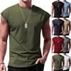 Cross-border 2025 Men's Summer Sleeveless T-shirt - Youth Loose Fit Solid Color Thin Tank Vest