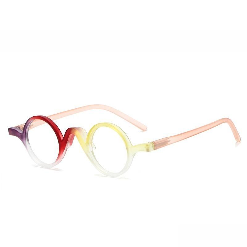 Female Designer's Gradient Color Round Reading Glasses Wavy Nose Bridge Blue Light Protection Presbyopia Glasses for Women Men