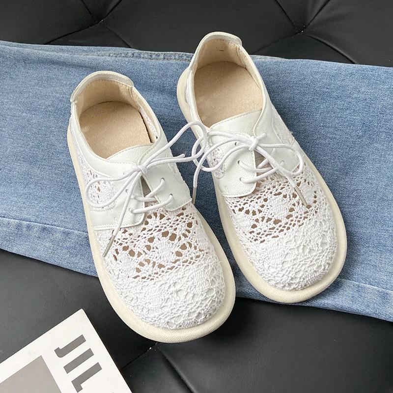 

Fashion 2025 Artistic Cotton Linen Lace Mesh Women s Shoes Summer Beach Shoes Bohemian Single Small White Shoes 41 бежевый
