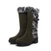 New autumn and winter new women's casual matte medium boots low heel rabbit fur snow boots