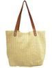 Stylish Knitted Tote Bag with Faux Leather Handles. A Sophisticated and Sophisticated Casual Look. Large Capacity, 13cm Wide Gusset. Beige.
