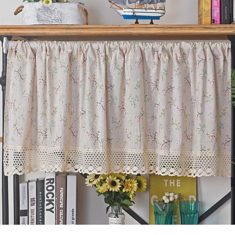 

Ruffle Edge Curtains Lace Hem Short Curtain for Kitchen Small Window Drapes Dust Cabinet Door Curtain Coffee Shop Decor W150 x H45cm&Rod Pocket
