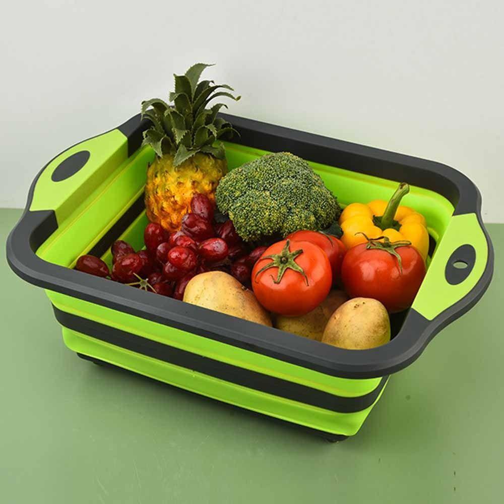 With Colander Collapsible Sink Portable Collapsible Cutting Board Foldable Basin  Kitchen Storage