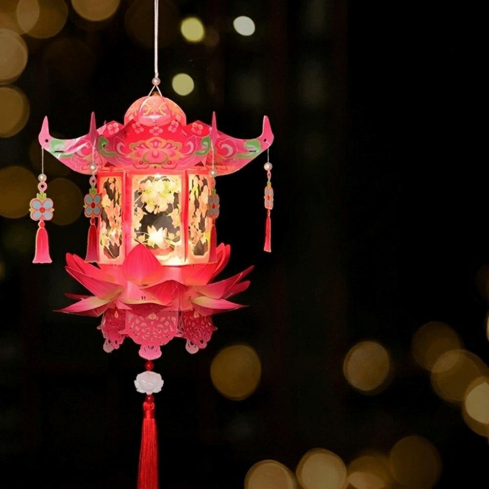 Lightweight DIY Craft Material Kit Glowing Hanging LED Lantern Handheld Lantern  Gift Style A