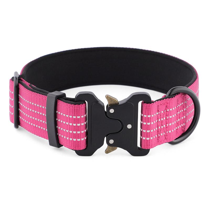 Heavy Duty Tactical Dog Collar with Quick Release Buckle Adjustable Reflective Pet Collar for Medium Large Dogs Outdoor Training