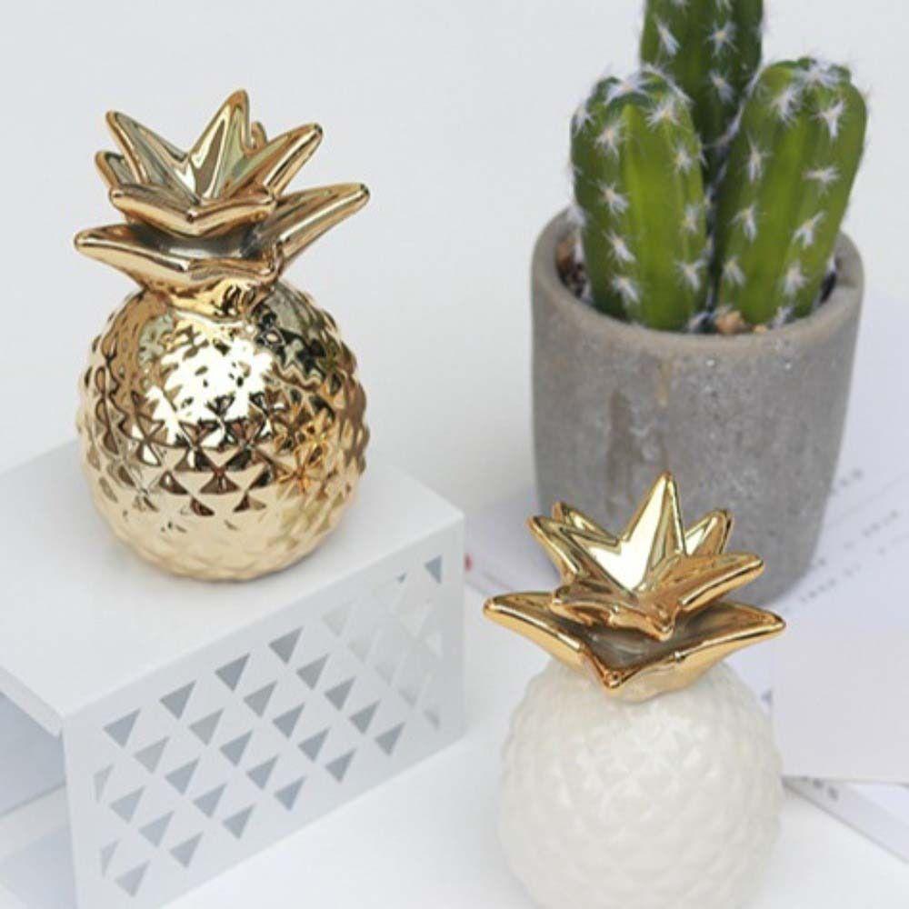 Ceramic Ceramic Pineapple Piggy Bank Golden Beans Container Gilding Savings Money Tank Nordic Style Desk Decor Money Jar