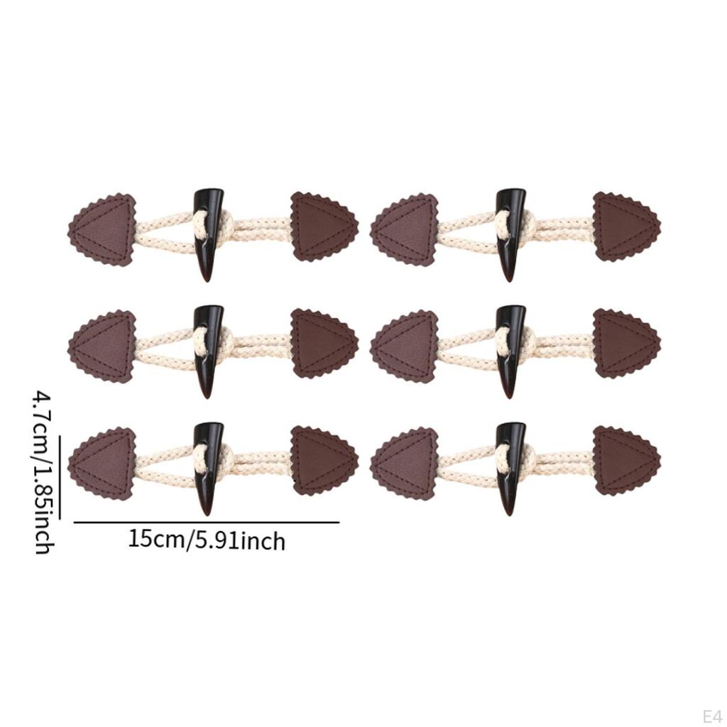6 Pieces Toggle Buttons Horn Trendy Practical Garment Replacement Sewing Accessories