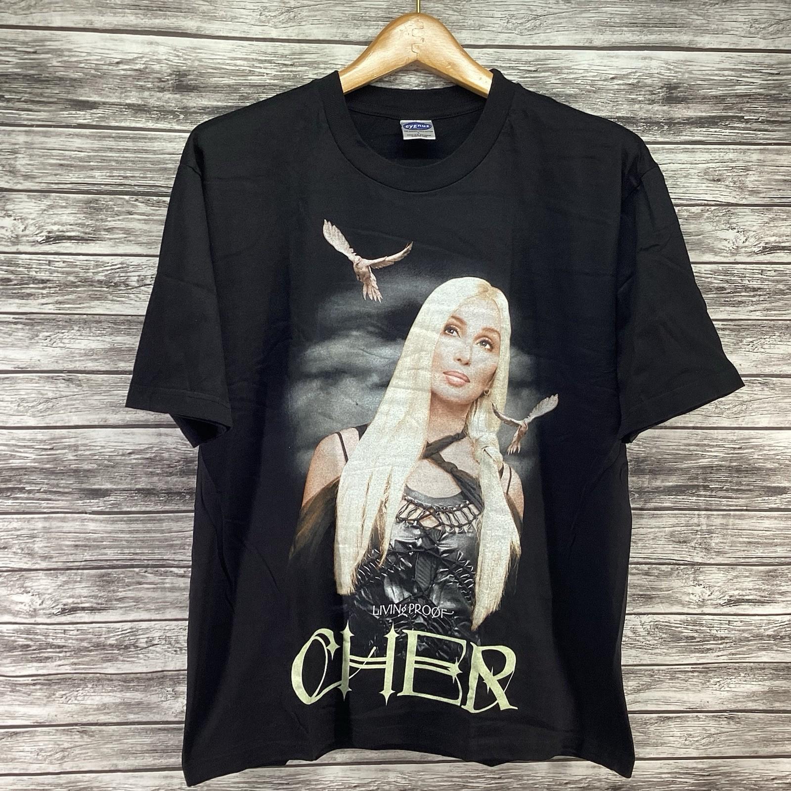 Vintage CHER Shirt Mens Large Black 2002 Living Proof Tour Farewell Concert Tee Unisex T-Shirt L