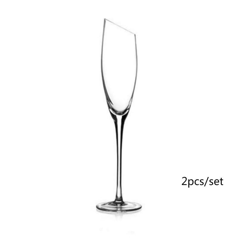 2pcs/Set 100-200ml Creative Art Shape Champagne Cup Gold Mouth Goblet Festival Family Tasting and Smelling Wine