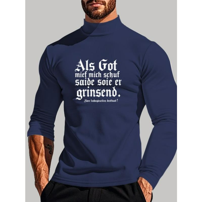 

Men s Polyester Mock Neck Long Sleeve Shirt, Lightweight Soft Streetwear XXL синій