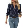 Women Long Sleeve V Neck Casual Pullover Top Printed Shirt for Spring Autumn Fashion