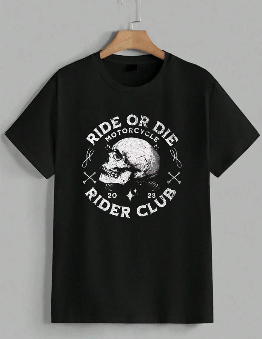 Ride Or Die Motorcycle Rider Club Graphic T-Shirt Skull Biker Vintage Tee Unisex XS