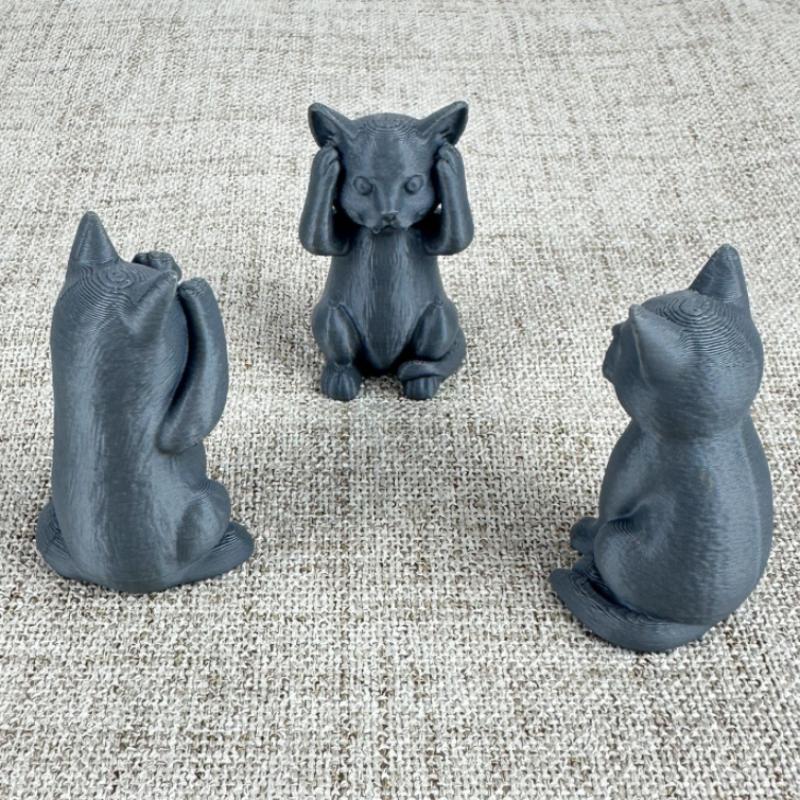 1/3Pcs Three Wise Not Cat Ornament Set Minimalist Cat Sculpture Covered Ears Mouth Eyes for Cat Lovers Home Desk Decor
