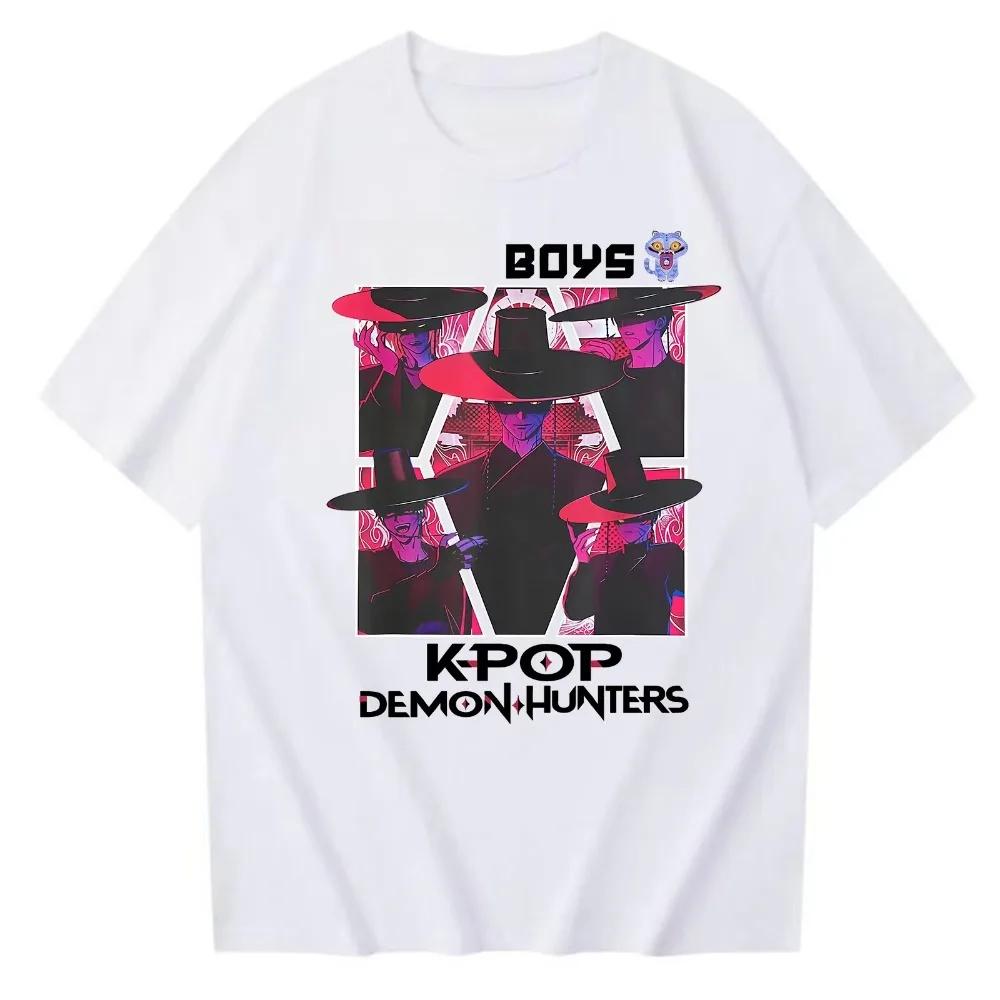 

Saja Boys Kpop Охотник на демонов Футболка Харадзюку Круглый вырез Повседневная с коротким рукавом Для пары Повседневный Уличный стиль Высококачественная хлопковая рубашка 4XL