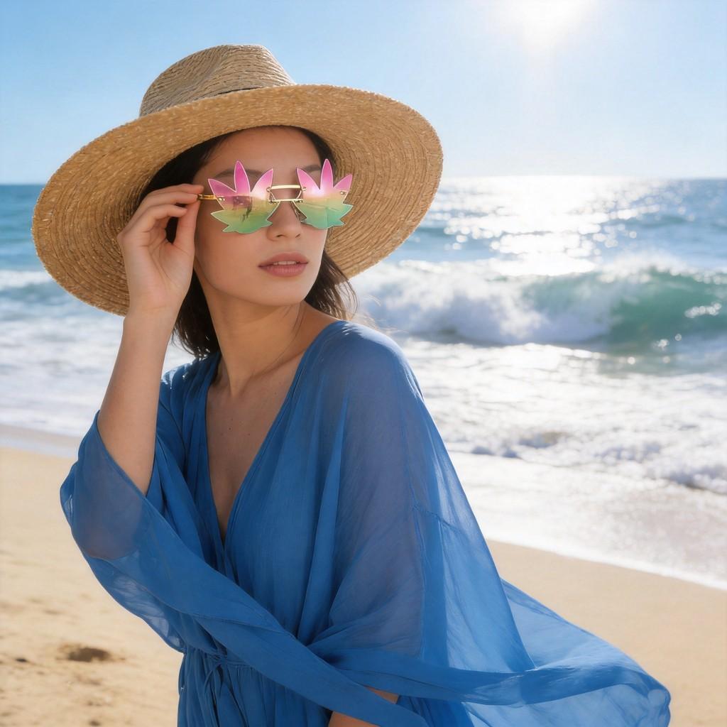 Unisex Frameless Funky Sunglasses With Lenses For Party And Festival Fashion