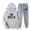 Men's Queen Print Plus Size Hooded Fleece Sweatshirt Set for Fall/Winter