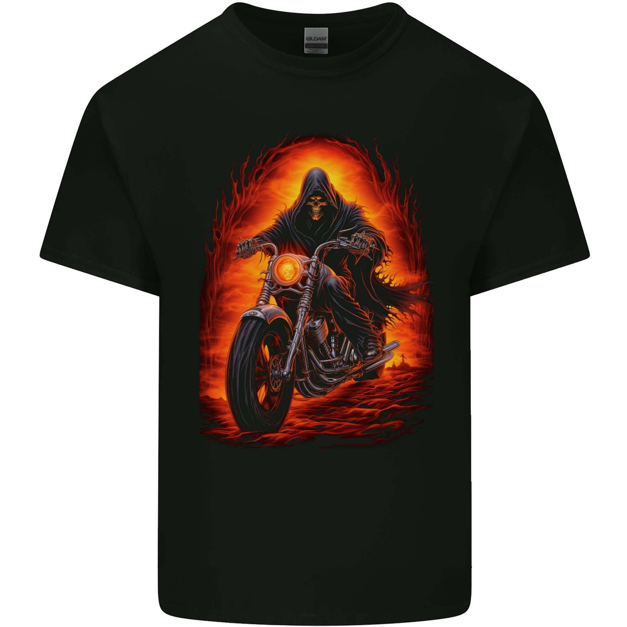 Skull Biker Motorcycle Motorbike Grim Reaper 9 Unisexs Light Cotton TShirt S
