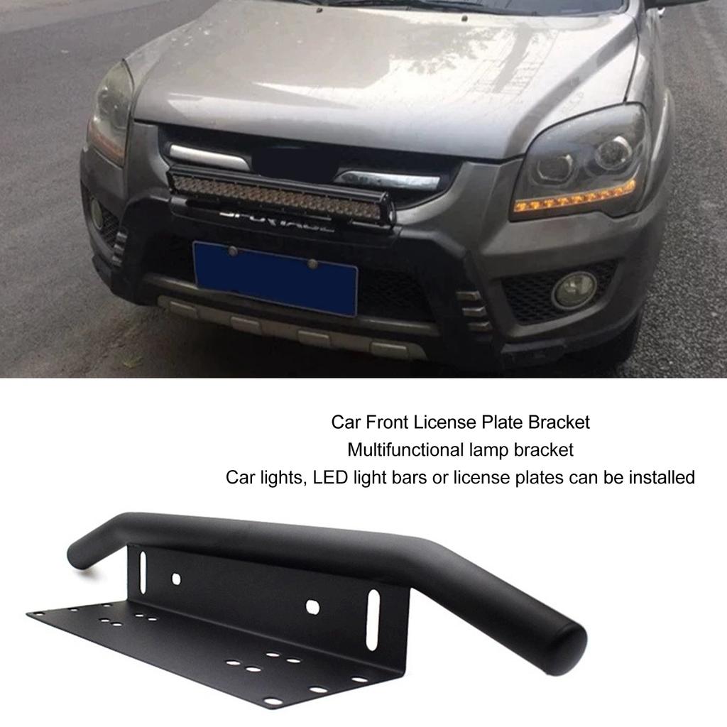 Car Front License Plate Mounting Bracket Black Universal Fit Front Grille LED Spotlight Holder for Automobiles