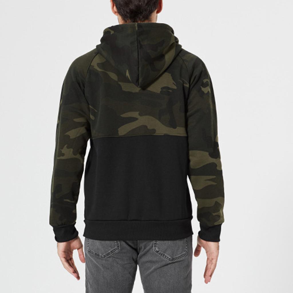 Men's Fashion Camouflage Sweatshirt Men's Drawstring Ribbed Closure Raglan-sleeves Hoodie