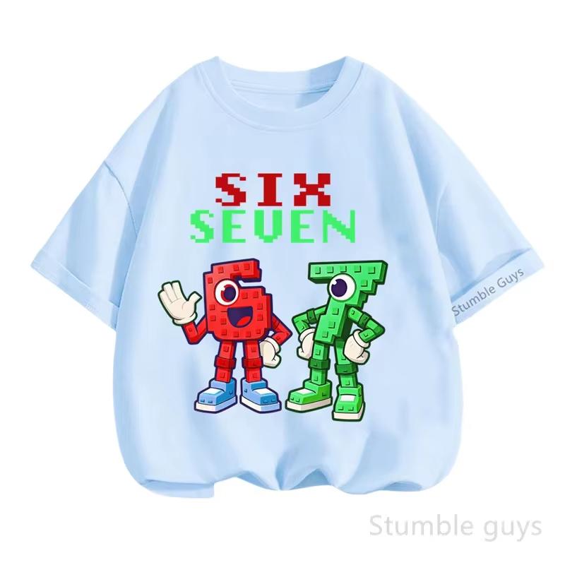 Kids Pixel Stumble Guys SIX SEVEN Number 67 Graphic TShirt Soft Cotton Cool Wear for Boys  Girlsdf0104