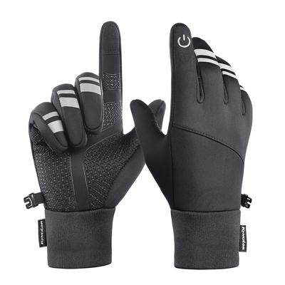 Outdoor Winter Warme Fahrradhandschuhe Schwarz Winddicht Touchscreen Fahrradhandschuhe Camping Wandern Sport Lauf Motorradhandschuhe Herren