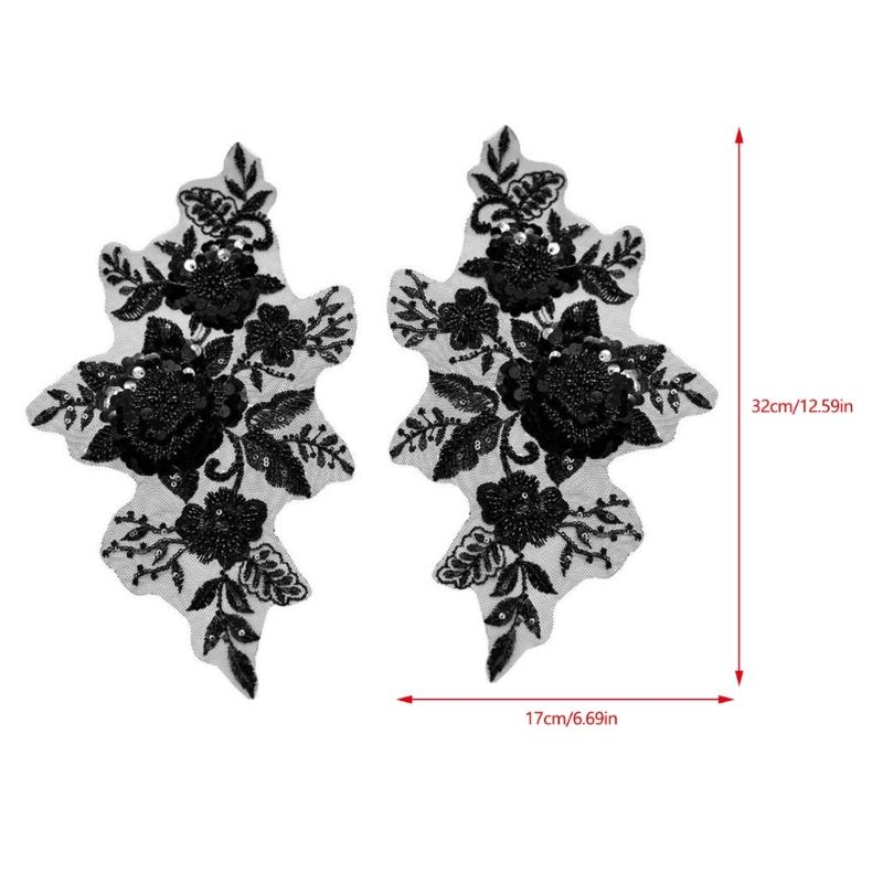 Sewing On Iron On Flower Patches with Sequins Embroidery for Easy Crafting Projects Polyester