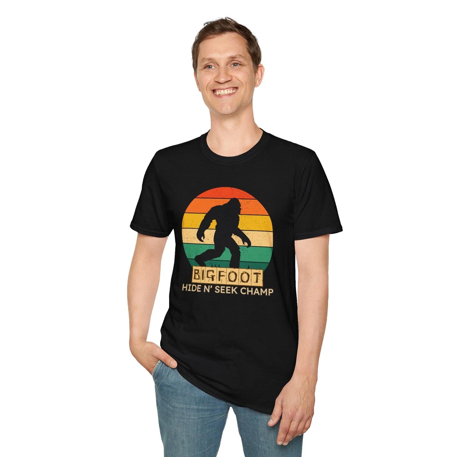 Bigfoot Hide N Seek Champion T-Shirt, Unisex Graphic Tee, Fun Gift XL