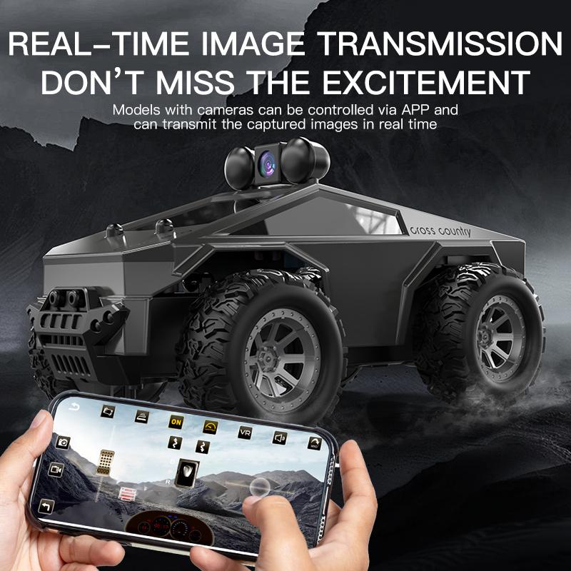 FPV remote control truck with camera and real-time video, 1:28 scale APP control remote control car, 2.4GHz two-speed, alloy body, adjustable lights