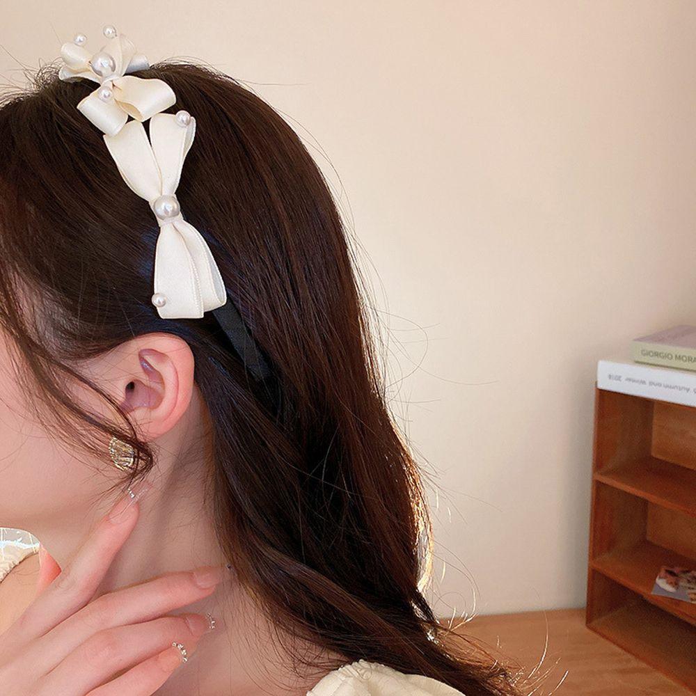 

Sweet Bow Hairbands Temperament French Pearl Korean Head Wrap Bowknot Headband Women Hair Hoop