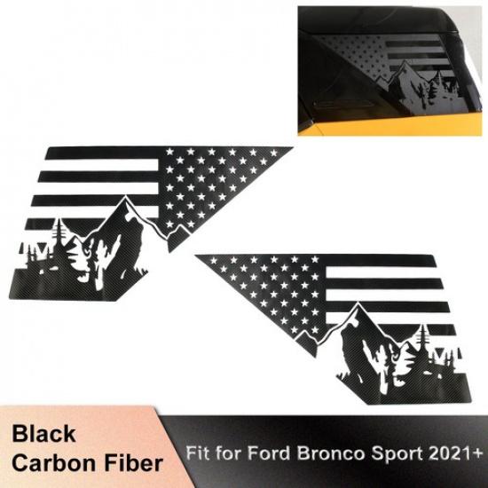 Rear Side Window Sticker Cover Trim n Flag For Ford Bronco Sport +