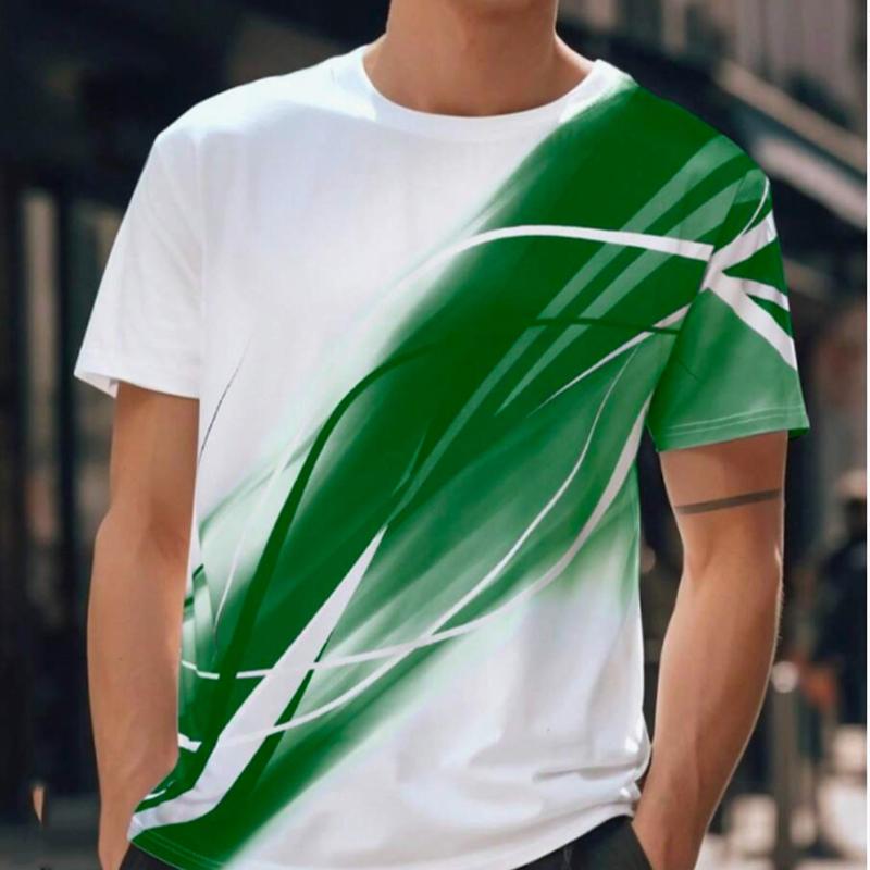 Nouveau T-shirt d'été pour homme à la mode, rayures diagonales, couleurs imprimées, T-shirt pour homme, haut