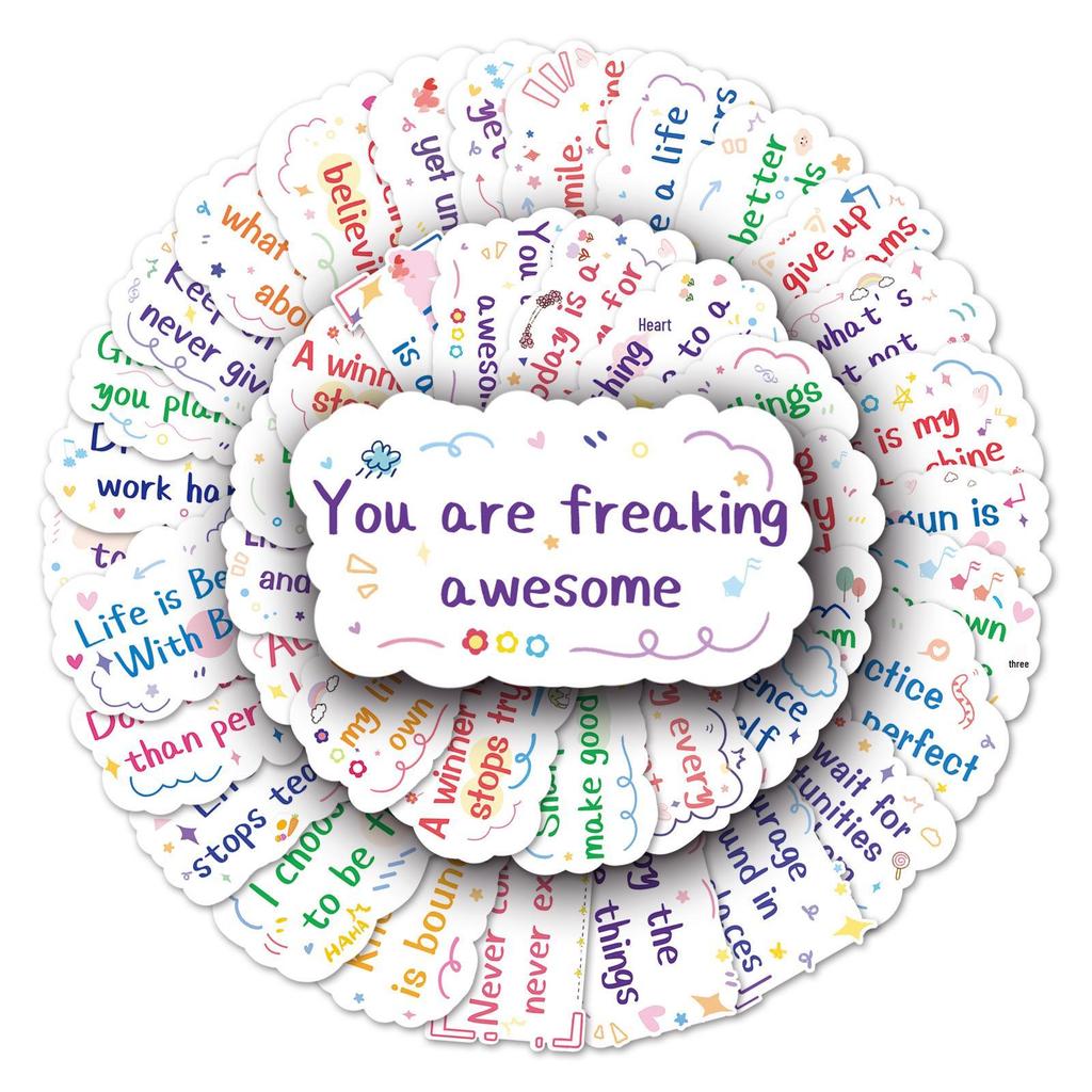 50pcs Waterproof Motivational Stickers for Suitcases, Computers & Motorcycles - Creative English Quotes for DIY Decoration