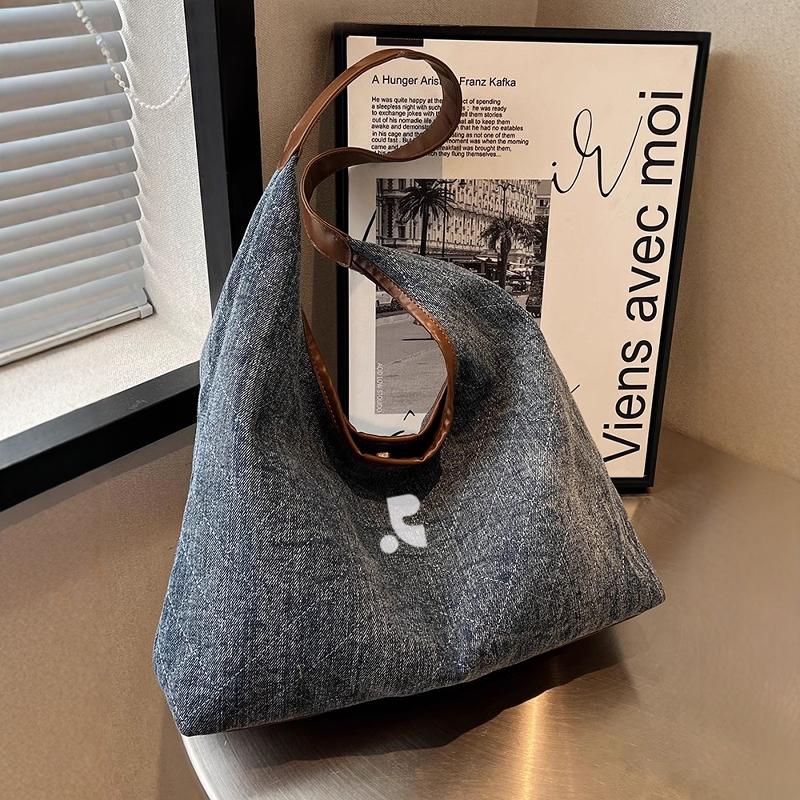 Restandrecreation Retro Large-capacity Bag Women's Denim Shoulder Bag Tote Bucket Bag