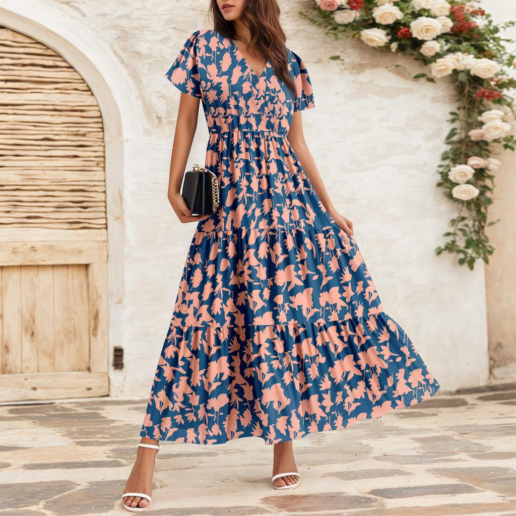 Women's Flowy Dresses Women's Summer Dresses Casual Short Sleeve Maxi Dresses Formal Maxi Dresses