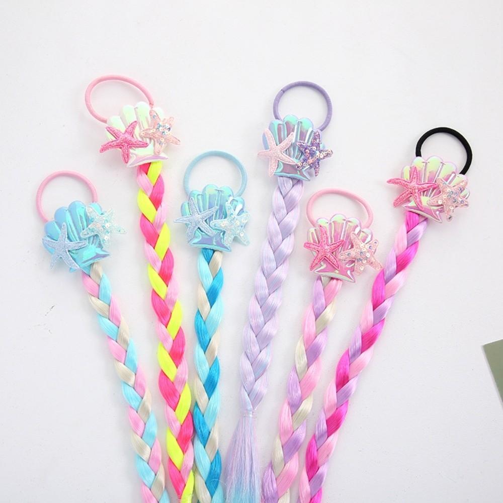 Synthetic Girls Twist Braids Hair Colorful Baby Wig Hairbands Ponytail  Party