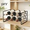 Desktop Bottle Rack Iron Wine Rack, Curved Grooves, Countertop Cabinet Storage Shelf, Compact Stand Metal Holder, for Kitchen Cupboard And Pantry Home