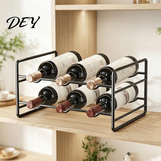 Desktop Bottle Rack Iron Wine Rack, Curved Grooves, Countertop Cabinet Storage Shelf, Compact Stand Metal Holder, for Kitchen Cupboard And Pantry Home