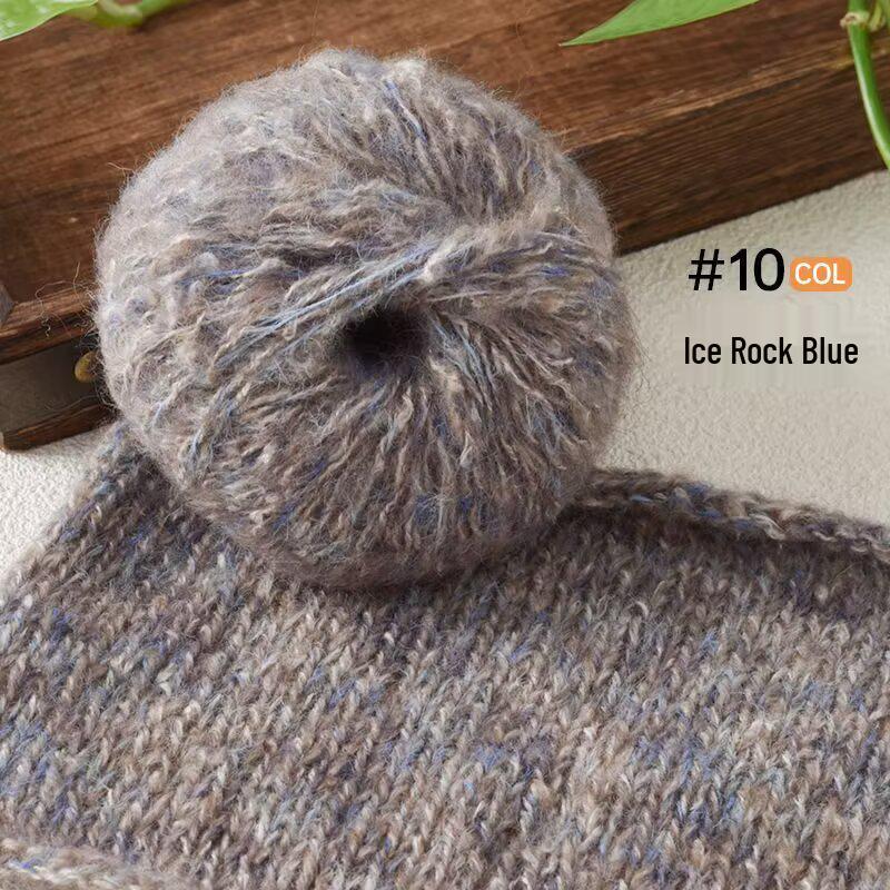 Hand-Knitted Colorful Mohair Scarf, Sweater, Hat – Seven-Color Fine Spinning Yarn