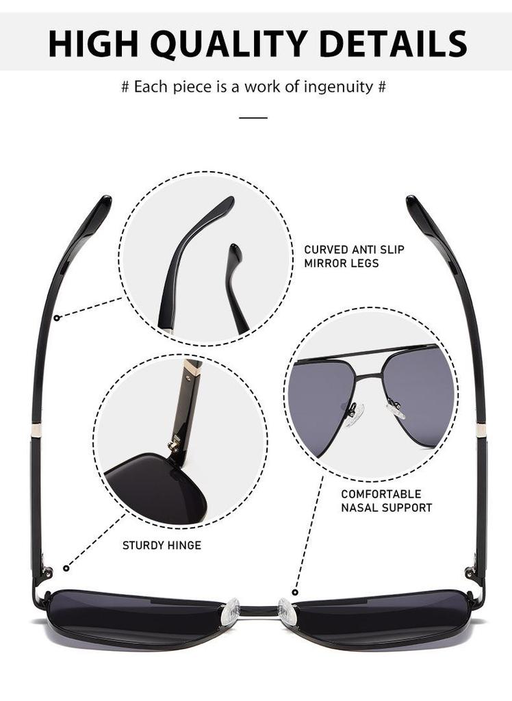 UV Protection Double Bridge Metal Aviator Sunglasses - European & American Style for Outdoor Sports & Driving