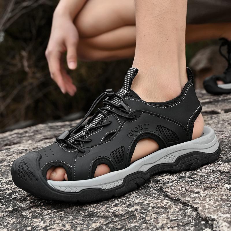 2025 Large Size Baotou Casual Men's Beach Leather Sandals Summer Outdoor Breathable Traceability Leather Men's Sandals