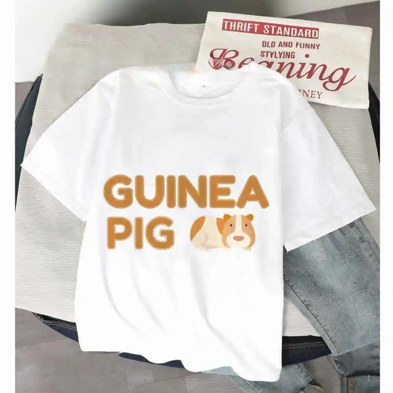 Womens Funny T Shirt Guinea Pig Summer Short Sleeves 2026 Harajuku Kawaii Animals Holiday TShirt Female Fashion Spring Tops