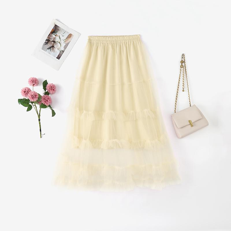 ZANZEA Женские Корейская Мода Летние Повседневные Сетчатые Вставки Юбки S абрикосовый