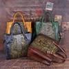 Johnature Retro Genuine Leather Handmade Women Bag First Layer Cowhide Large Capacity Handbag Embossed Shoulder Bags