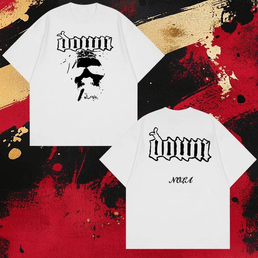 2026 Rock Band Down Nola Face Double Sided Print Short Sleeve T-shirts Men Women Vintage Hip Hop T Shirt Unisex Pure Cotton Top