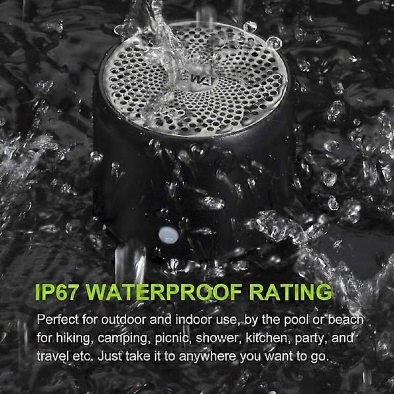 Wireless Mini Bluetooth Speaker . IP67 Waterproof, Small But Powerful, Portable Speaker for Car, Bicycle, Outdoor, Shower (Black)