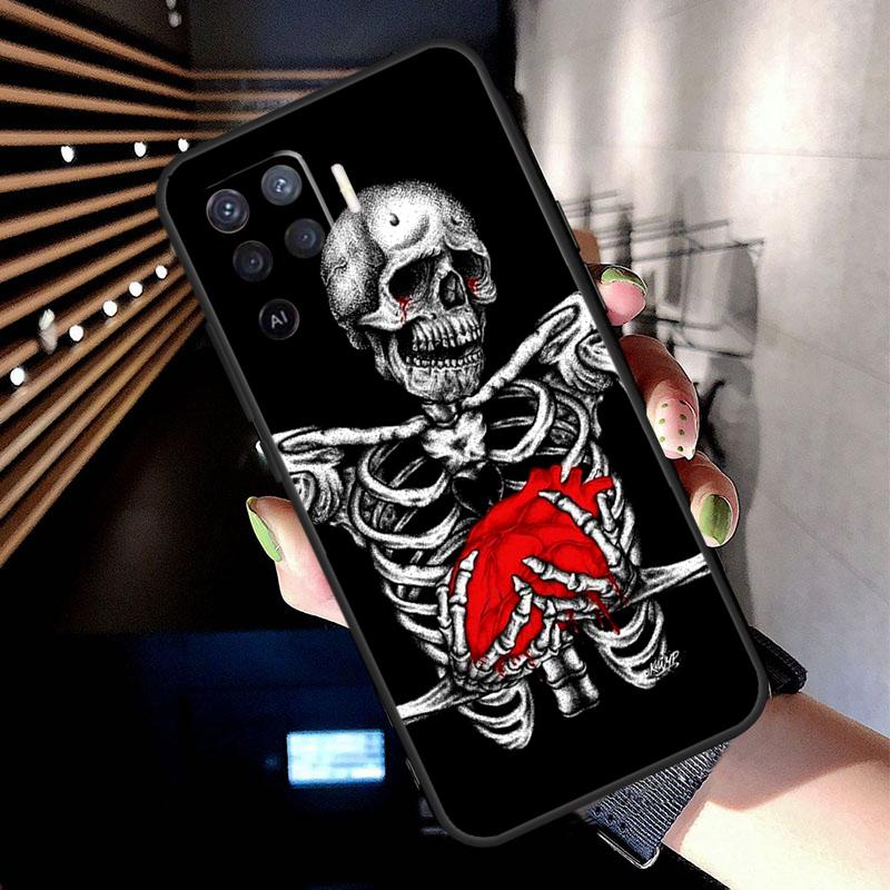 Gothic Fashion Skull Case For OPPO A96 A76 A16 A94 A74 A54 A53 A57 S A15 A52 A72 A93 A5 A9 A31 A17 A77 A78 Coque