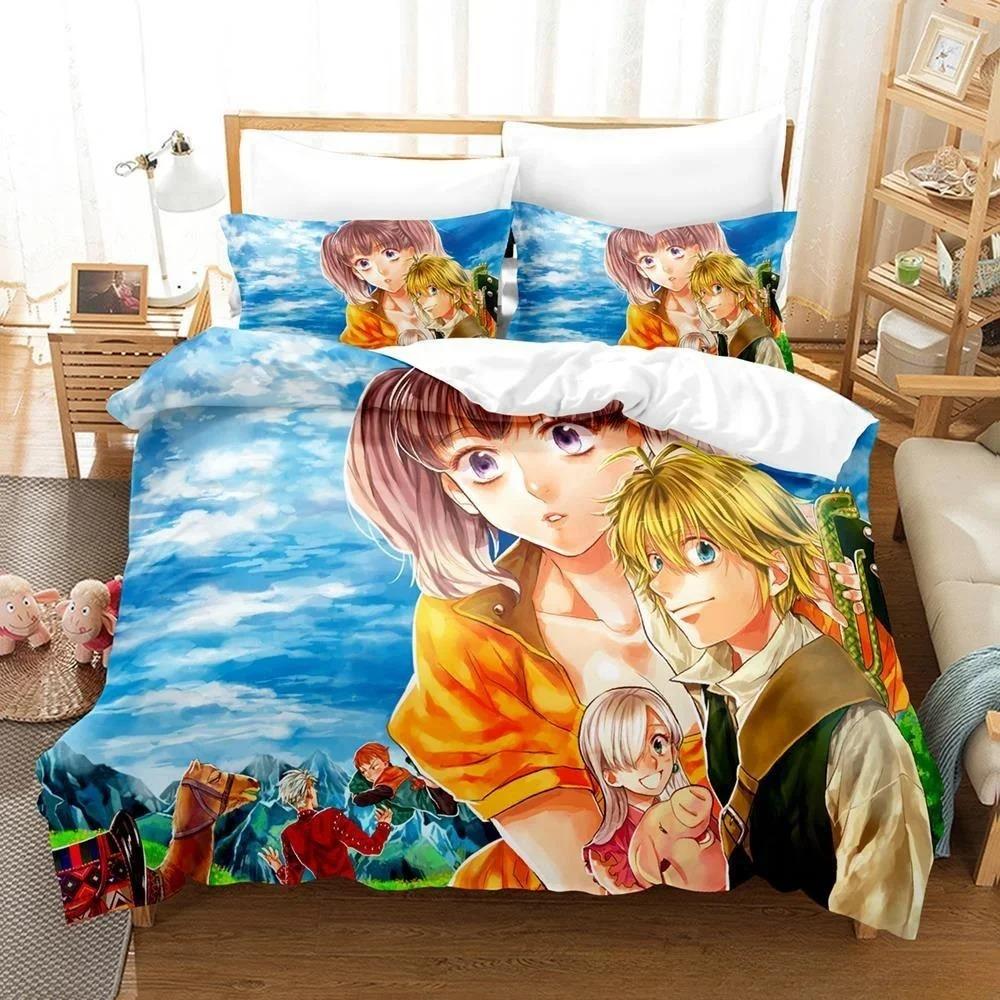 3D Anime Escanor The Seven Deadly Sins Sängkläder Set Enkelt Twin Full Queen King Size Sängset Vuxen Barn Sovrum Påslakanset