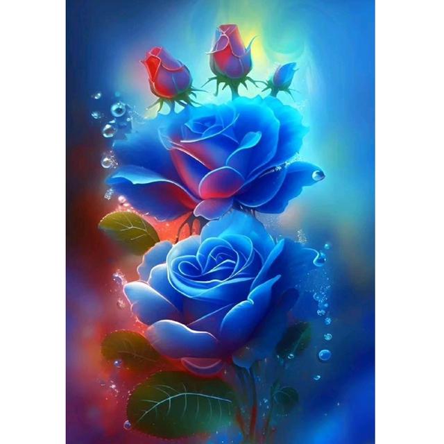 DIY 5D Diamond Painting Blue Rose Butterfly Flower Picture New 2023 Mosaic Art Diamond Embroidery Cross Stitch Kits Crystal Inlay Home Decor U63
