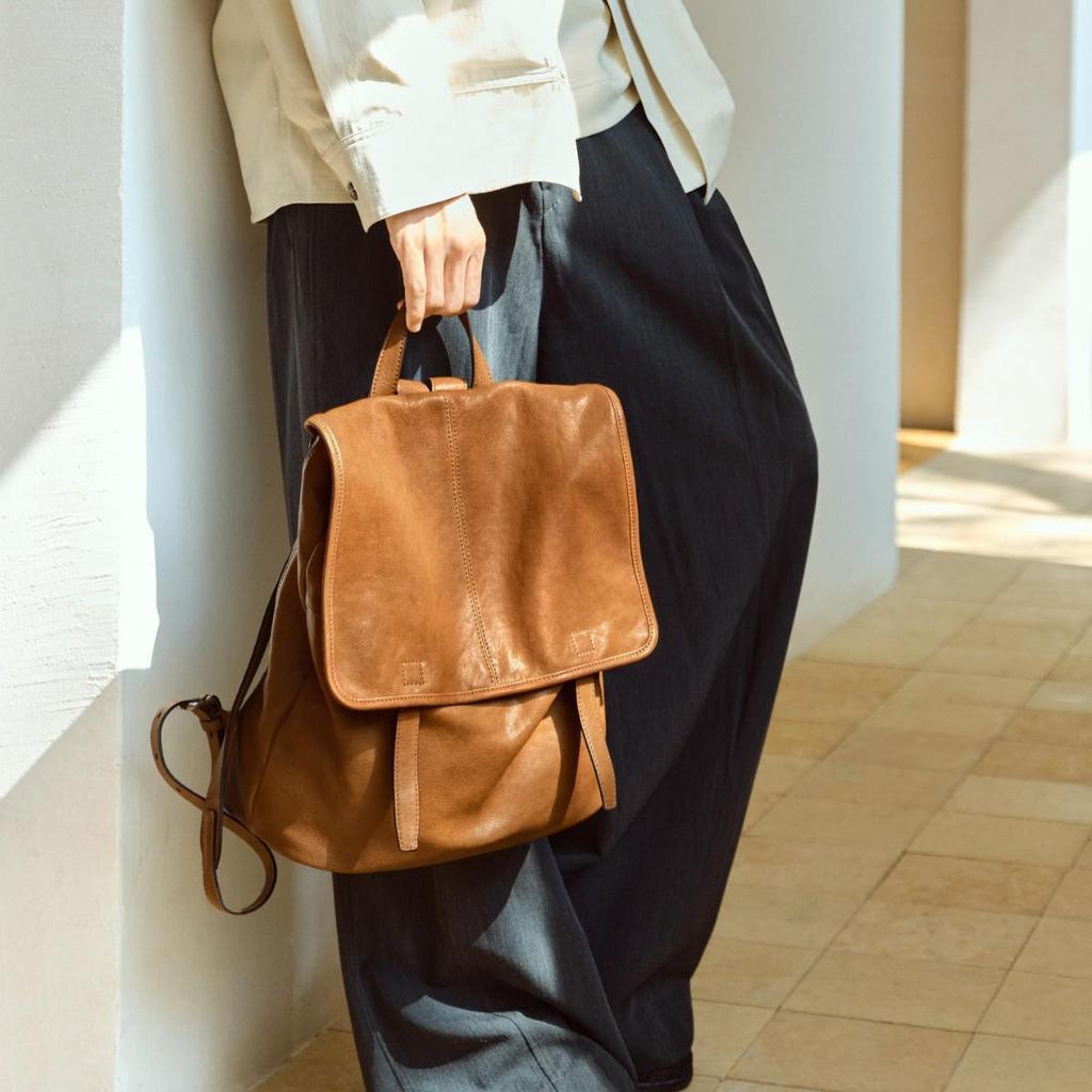 Plecak Qiu Zhen z pionowej skóry jagnięcej - Duża pojemność, Unisex, Codzienny, Styl do pracy